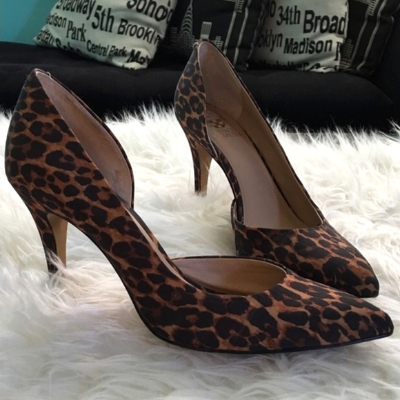 Vince Camuto Leopard Printed Heel d'orsay Pumps 8.5 - Picture 2 of 9